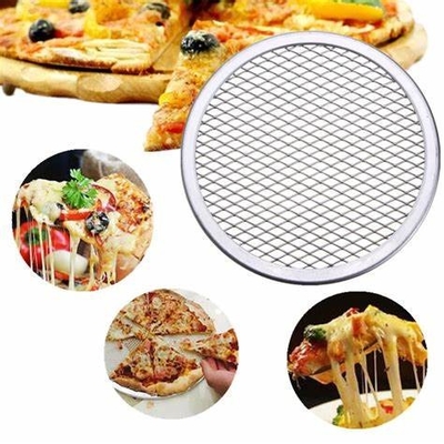 Küche bearbeitet flachen Mesh Odm Aluminum Round Pizza Pan 12 Zoll