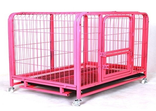Rosa Farbmetalldraht-Maschen-kann zusammenklappbarer Hundekisten-Hundehütten-Käfig besonders angefertigt