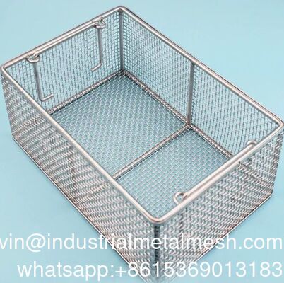 Insert Ultrasonic Cleaning Crimped Wire Mesh Sterilization Storage Stainless Steel Aluminum Polish Smooth Medical Equipment Container Tray Transportation Basket