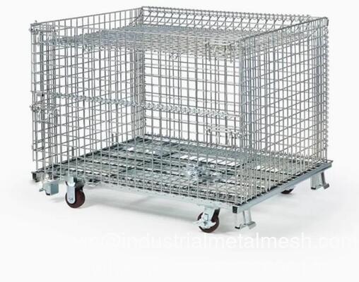 Pulverbeschichtete Transport Warehouse Industrielle Klappbare Stapelbare Metalldrahtnetzkorb