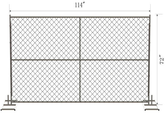 Amerikanisches Temp-Kettenglied-Zaun-Gewebe 6 Ft X 8-Ft-Umkreis Patrouillen-Platten galvanisierte GAW